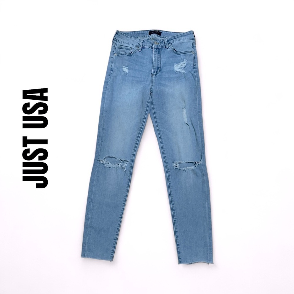 010 Just USA Light Blue Distressed Jeans 3 Womens